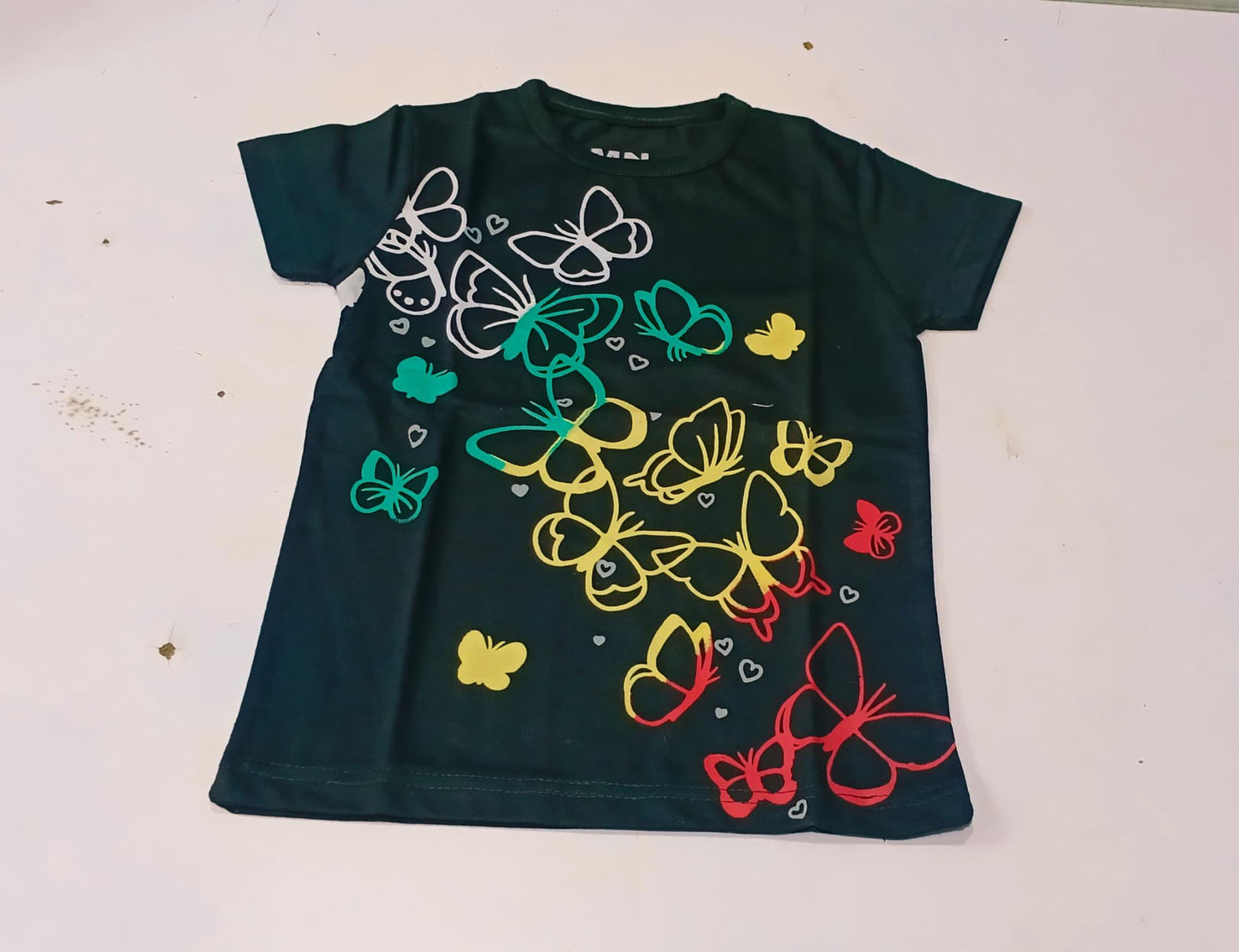 Girls Forest Green "Butterfly Garden" Printed T-Shirt - Premium Jersey Cotton