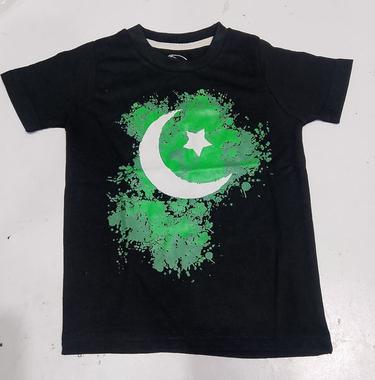 Boys Black "Pakistan Flag Art" Graphic T-Shirt - Premium Summer Wear