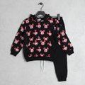 Kids Unisex 2-Piece Fleece Mickey Mouse All-Over Print Hoodie & Trousers Tracksuit Set - Black