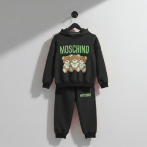 Kids Unisex 2-Piece Fleece Moschino Three Bears Printed Hoodie & Trousers Tracksuit Set - Black