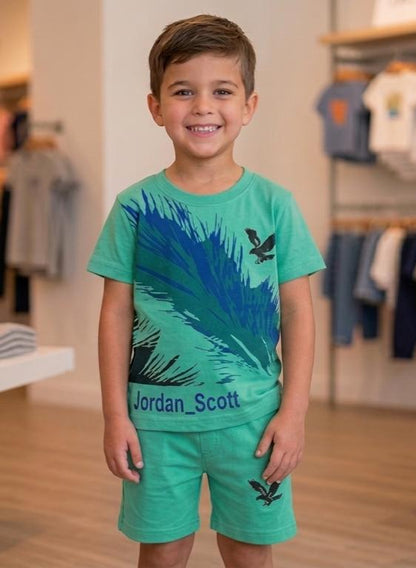 Toddler Boys Jordan Scott Eagle Graphic T-Shirt and Shorts Set - Green