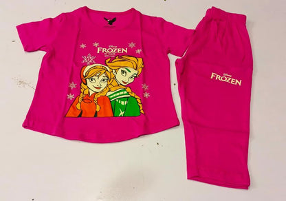 Girls Disney Frozen Printed Summer Co-ord Set - Premium Jersey Cotton Outfit