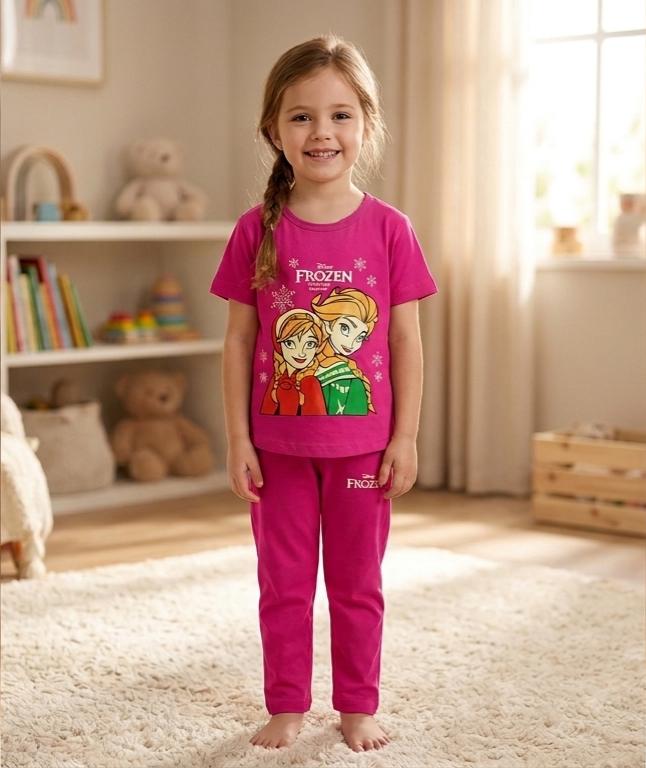 Girls Disney Frozen Printed Summer Co-ord Set - Premium Jersey Cotton Outfit