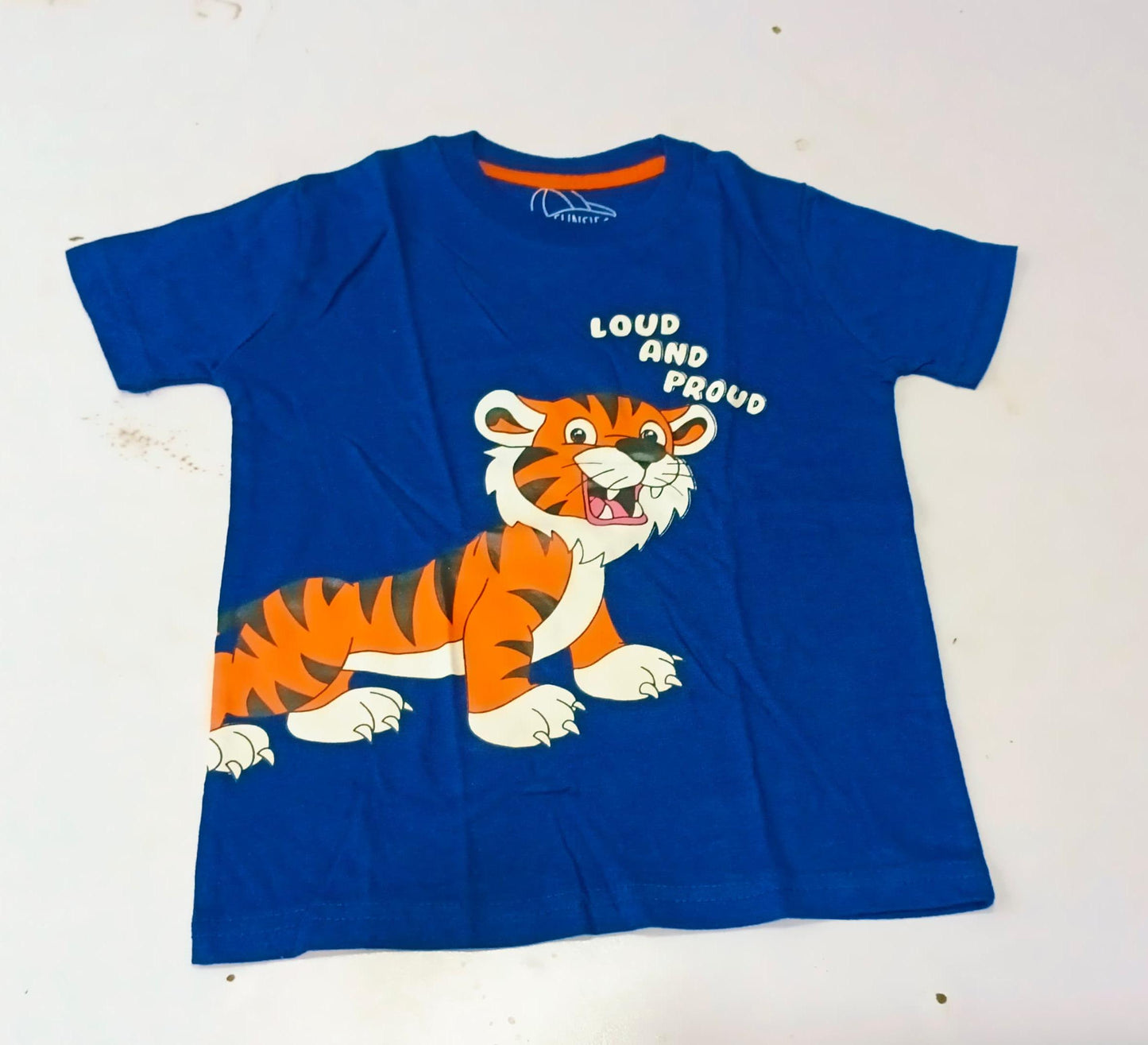 Boys Blue "Loud and Proud" Tiger Printed T-Shirt - Premium Jersey Cotton