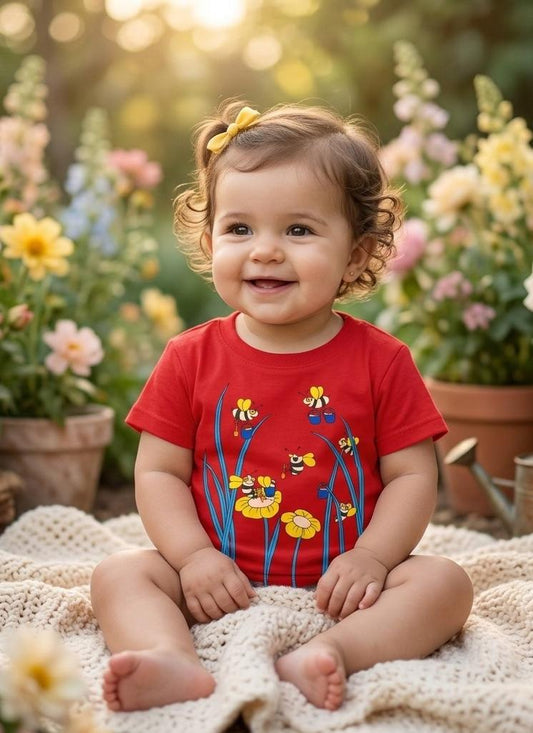 Little Bee Garden Organic Jersey Cotton Toddler Tee - Vibrant Red