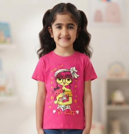 Girls "So Cute" Graphic Tee – 100% Premium Cotton Jersey (Hot Pink)
