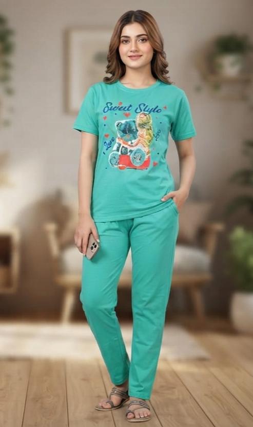 Girls Teal "Sweet Style" Graphic T-Shirt & Trouser Co-ord Set - Premium Jersey Cotton