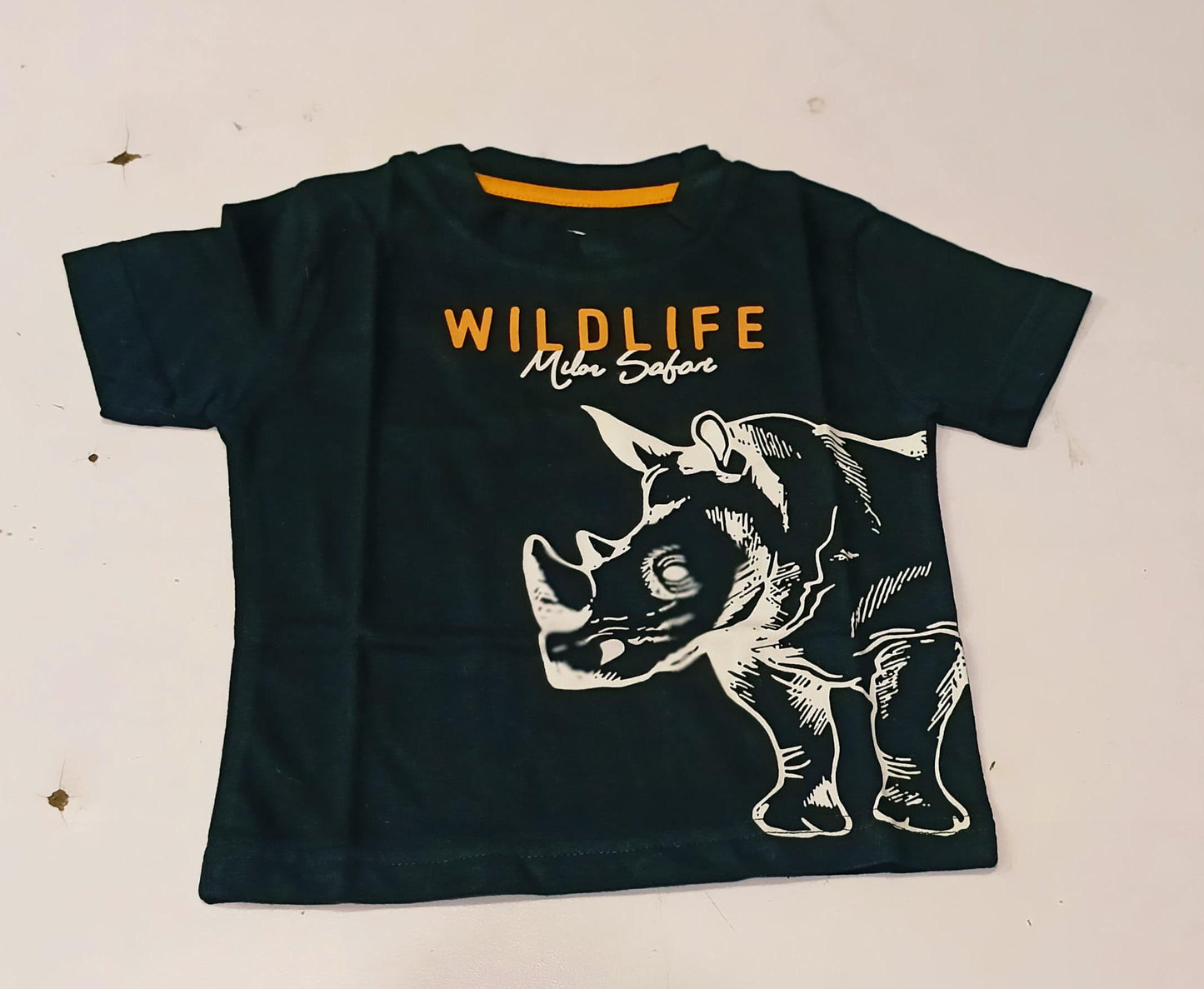 Boys Black "Wildlife Safari" Rhino Printed T-Shirt - Premium Jersey Cotton