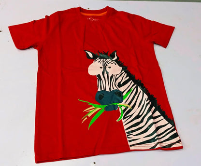 Baby Red "Cute Zebra" Graphic T-Shirt - Premium Jersey Cotton